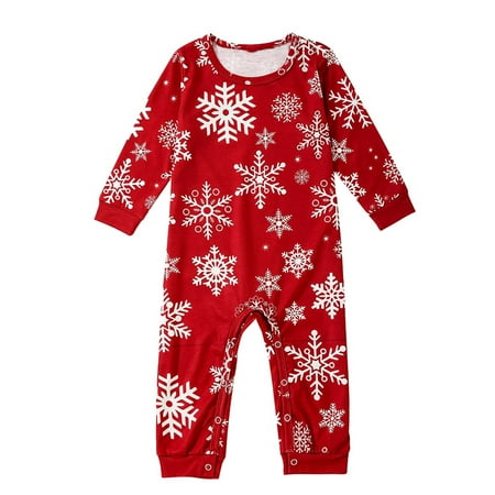 Odeerbi Clearance Christmas Pajamas for Family Toddler Baby Boys Girls Fashion Printing Romper Parent child Wear Baby Red