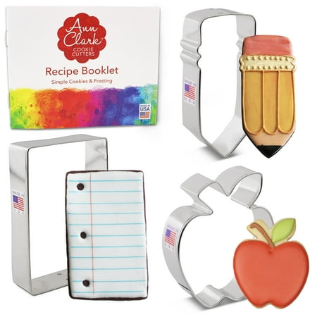 Ann Clark Back to School Cookie Cutter Set 3-Piece Made in USA