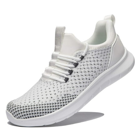 

WOTTE Men s Athletic Walking Running Shoes Slip-on Casual Mesh Sneakers Comfort Fashion White Size 15