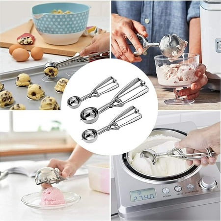 Ball Digger Cookie Scoop Ice Scoop with Trigger-Release 3pcs Spring Handle