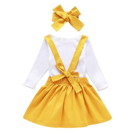 Journey 3 Pcsborn Baby Girl Toddler Outfits Baby Clothes Set Girl Solid Color Button Strap Skirt and Bowknot Outfits(Yellow 90)
Journey 3 Pcsborn Baby Girl Toddler Outfits Baby Clothes Set Girl Solid Color Button Strap Skirt and Bowknot Outfits(Yellow 90)