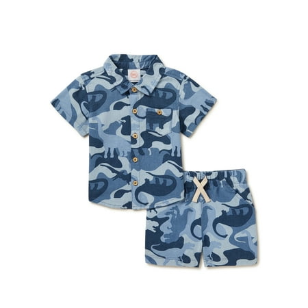 Wonder Nation Baby Boys Dino Button Down Shirt and Shorts 2-Piece Resort Set Sizes 0-24 Months
Wonder Nation Baby Boys Dino Button Down Shirt and Shorts 2-Piece Resort Set Sizes 0-24 Months