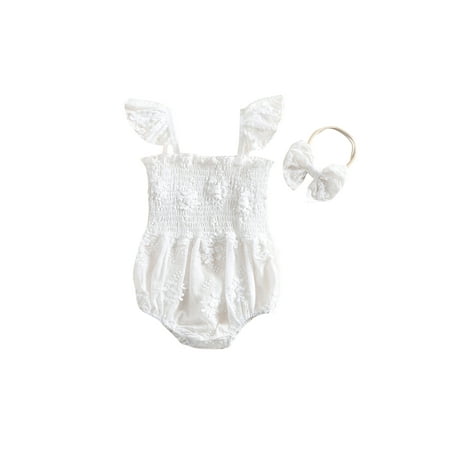Nokpsedcb Infant Baby Girls Summer Romper Flying Sleeves Elastic Bust Flower Pattern Jumpsuit + Bow Headband White 12-18 Months
Nokpsedcb Infant Baby Girls Summer Romper Flying Sleeves Elastic Bust Flower Pattern Jumpsuit + Bow Headband White 12-18 Months