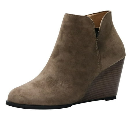 Cathalem Womens Boots Women Suede Wedges Zipper Boots Solid Color Short Booties Round Toe Shoes (Grey 6)
Cathalem Womens Boots Women Suede Wedges Zipper Boots Solid Color Short Booties Round Toe Shoes (Grey 6)
