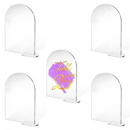 Virmaxy Discount Acrylic Transparent Arch Semicircle Digital Seat Plate DIY Blank Table Plate With Base-5pcs