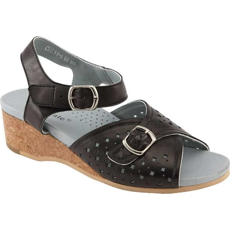Women s David Tate Briana Wedge Sandal Black Lambskin 11 N