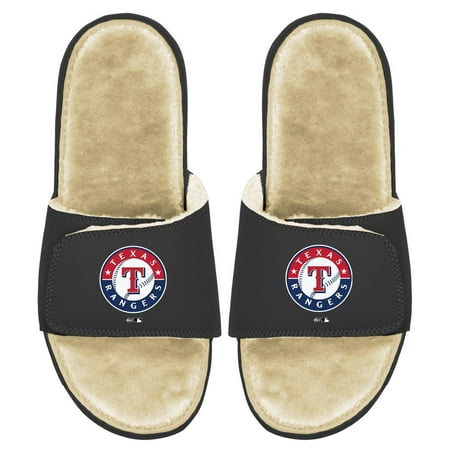 Youth ISlide Black/Tan Texas Rangers Faux Fur Slide Sandals