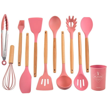 Silicone Kitchen Utensil Set Heat-Resistant Kitchen Tool Set for Non-Stick Cookware Kitchen Gadget Set Stainless Steel Cooking Utensils with Holder Pink
Silicone Kitchen Utensil Set Heat-Resistant Kitchen Tool Set for Non-Stick Cookware Kitchen Gadget Set Stainless Steel Cooking Utensils with Holder Pink