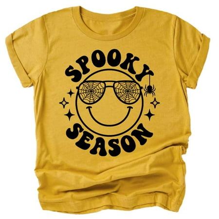 Spooky Season Smiley Face Halloween Shirts and Bodysuits for Infant Baby and Toddler Youth Girls Mustard Shirt 5-6
Spooky Season Smiley Face Halloween Shirts and Bodysuits for Infant Baby and Toddler Youth Girls Mustard Shirt 5-6