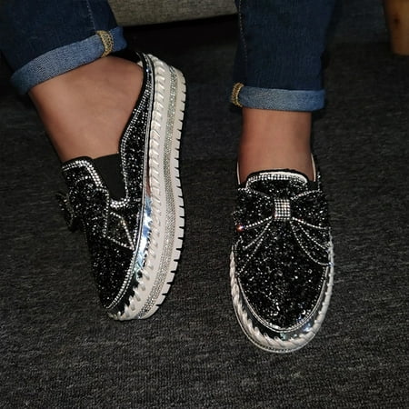 Womens Casual Single Shoes Rhinestones Thick-Soled Flats Slip-on Bowknot Slipper
Womens Casual Single Shoes Rhinestones Thick-Soled Flats Slip-on Bowknot Slipper