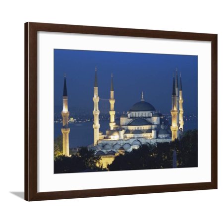 Blue Mosque (Sultan Ahmet Mosque) at Night, Istanbul, Turkey Framed Print Wall Art By Lee Frost