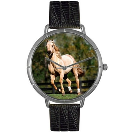 Whimsical Watches Womens T0110030 Quarter Horse Black Leather And Silvertone Photo Watch