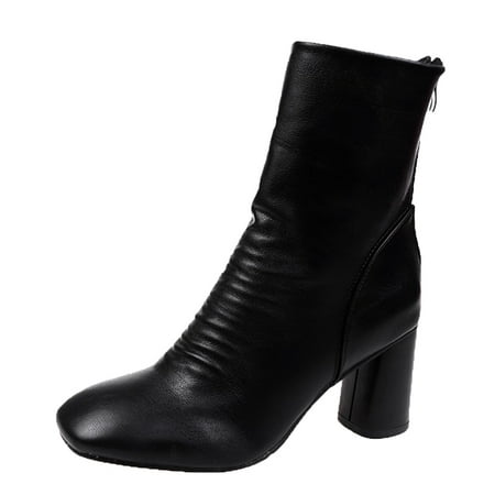 Black Boots for Women Fashion Women Artificial Leather Solid Color Autumn Thick Sole Square Heels Zipper Mid Booties Round Toe Shoes Mid-Calf Boots for Women PU Black
Black Boots for Women Fashion Women Artificial Leather Solid Color Autumn Thick Sole Square Heels Zipper Mid Booties Round Toe Shoes Mid-Calf Boots for Women PU Black