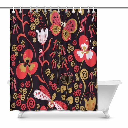 MKHERT colorful Butterfly flowers Bathroom Shower Curtain 60x72 inch