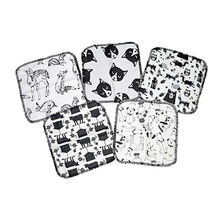 2 Ply Printed Flannel 8x8 Inches Set of 5 Little Wipes Black and White Animals
2 Ply Printed Flannel 8x8 Inches Set of 5 Little Wipes Black and White Animals