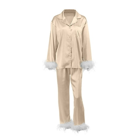 BESTHUA French Casual Feather Nightwear | 2022 New Long-sleeved Sleepwear with Feather Trim | Silk Satin Long-sleeved Pajamas Loose Sleeping Loungewear for Women
BESTHUA French Casual Feather Nightwear | 2022 New Long-sleeved Sleepwear with Feather Trim | Silk Satin Long-sleeved Pajamas Loose Sleeping Loungewear for Women