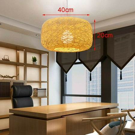 CNCEST Wicker Rattan Woven Shade Pendant Light Ceiling Fixtures Hanging Lamp