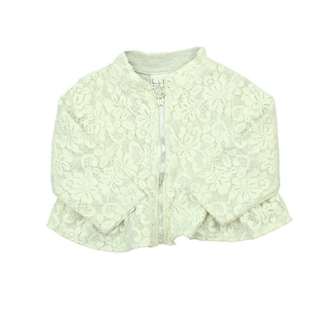 Pre-owned Nicole Miller Girls Ivory | Gray Jacket size: 12 Months