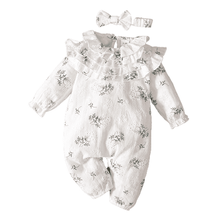 OLLUISNEO Infant Baby Girls Romper Winter Romper Flower Pattern Long Sleeve One-piece Jumpsuit With Headband 9-12 Months White
OLLUISNEO Infant Baby Girls Romper Winter Romper Flower Pattern Long Sleeve One-piece Jumpsuit With Headband 9-12 Months White