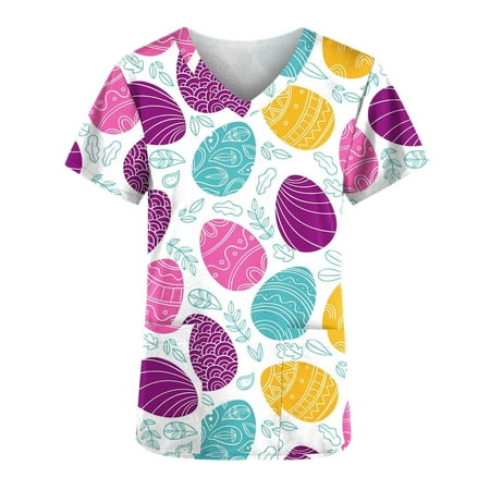 Scrub Top for Women Trendy V Neck Easter Print Eggs Pattern Nurse Uniform Working Blouses Medical Casual T Shirts
Scrub Top for Women Trendy V Neck Easter Print Eggs Pattern Nurse Uniform Working Blouses Medical Casual T Shirts