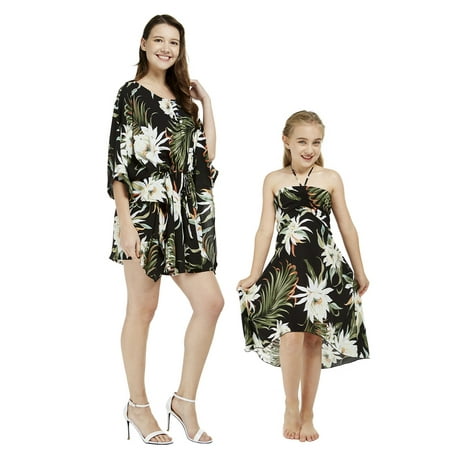 Mother & Daughter Matching Hawaii Luau Poncho Dress Girl Halter in Wispy Cereus Black
Mother & Daughter Matching Hawaii Luau Poncho Dress Girl Halter in Wispy Cereus Black