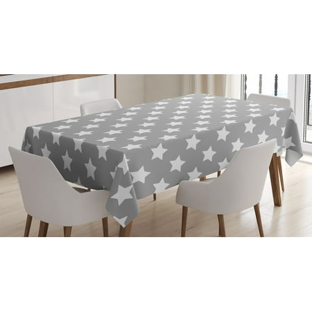 

House Decor Tablecloth Big Stars Pattern Monochrome Artful Modern Baby Nursery Starry Night Themed Rectangular Table Cover for Dining Room Kitchen 60 X 84 Inches Grey White by Ambesonne