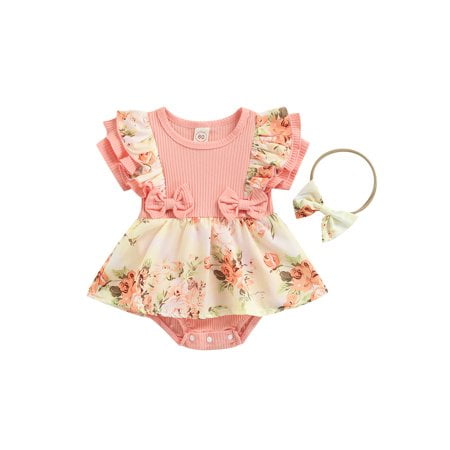 Morttic Newborn Infant Baby Girl Summer Outfit Ruffle Sleeve Ribbed Romper Bow Floral Suspender Bodysuit Dress with Headband Clothes Set (Pink 9-12 Months)
Morttic Newborn Infant Baby Girl Summer Outfit Ruffle Sleeve Ribbed Romper Bow Floral Suspender Bodysuit Dress with Headband Clothes Set (Pink 9-12 Months)