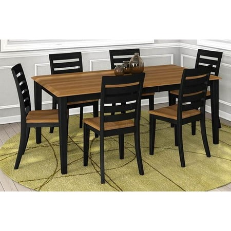7-Pc Rectangular Dining Table and Chair Set with Table Leaf