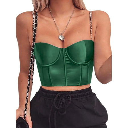 Kayotuas Women s Summer Zip Back Spaghetti Straps Bustier Corset Crop Top 
Kayotuas Women s Summer Zip Back Spaghetti Straps Bustier Corset Crop Top