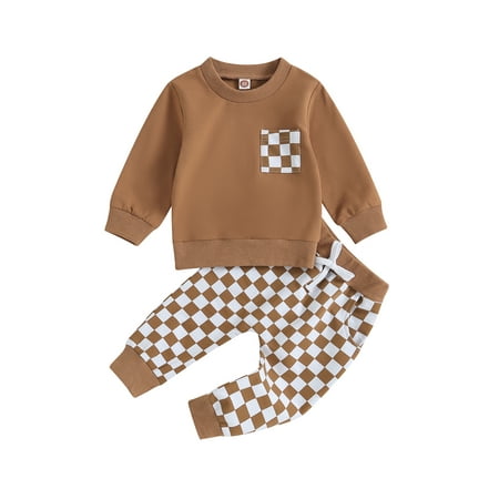 BABAMOON Infant Toddler Baby Boy Spring Fall Clothes Long Sleeve Sweatshirt Tops and Checkerboard Print Pants Sets
BABAMOON Infant Toddler Baby Boy Spring Fall Clothes Long Sleeve Sweatshirt Tops and Checkerboard Print Pants Sets
