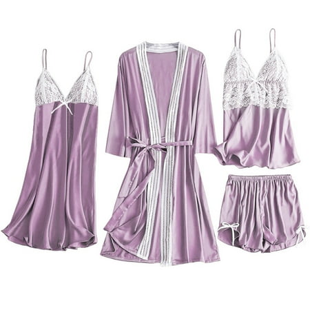 Lingerie For Women Fashion Lace Spaghetti Strap Hollow Floral See-Through Ladies Nightdress Set Lace Hollow Spaghetti Strap Nightdress Four-Piece Set Purple M
Lingerie For Women Fashion Lace Spaghetti Strap Hollow Floral See-Through Ladies Nightdress Set Lace Hollow Spaghetti Strap Nightdress Four-Piece Set Purple M