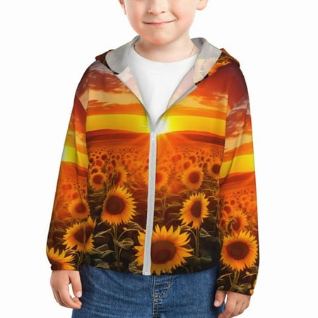Qekee Sunset Golden Sunflower Field Print UPF 50+ Kids Sun-Protective Hooded Long Sleeve Rash Guard for Fishing Water Beach Sports -2 Years
Qekee Sunset Golden Sunflower Field Print UPF 50+ Kids Sun-Protective Hooded Long Sleeve Rash Guard for Fishing Water Beach Sports -2 Years