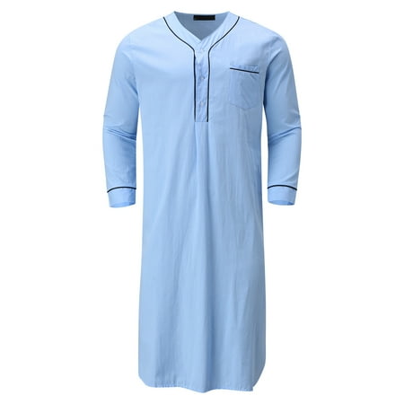 Shiusina Men s Fashion Solid Color Loose Muslim Robe Long-sleeved Nightgown Light blue S
Shiusina Men s Fashion Solid Color Loose Muslim Robe Long-sleeved Nightgown Light blue S