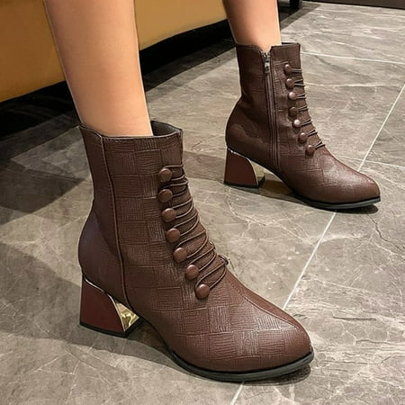 Gubotare Womens Boots Ankle Women s Ankle Boots - Heel Short Booties with Zip Closure Brown 7
Gubotare Womens Boots Ankle Women s Ankle Boots - Heel Short Booties with Zip Closure Brown 7