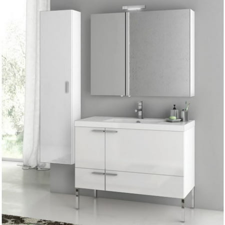ACF by Nameeks ACF ANS28-GW New Space 39-in. Single Bathroom Vanity Set - Glossy White