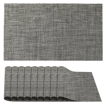 PVC Placemats | Placemats Set of 10 Rectangle | Anti Skid Dining Table Placemat Heat Resistant Non-Slip Washable PVC Place Mats 17.7 x 12 Inches