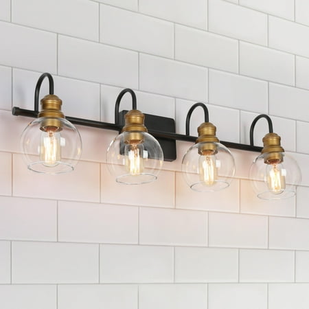 LNC 4-Light Black Round Clear Glass Shade Modern/Contemporary Bathroom Vanity Lighting Fixutre 29.5 Lx9 Hx7 D
LNC 4-Light Black Round Clear Glass Shade Modern/Contemporary Bathroom Vanity Lighting Fixutre 29.5 Lx9 Hx7 D
