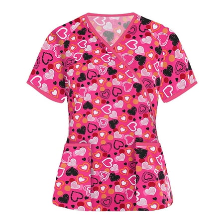 muxika Women s Working Uniform with Two Pocket V Neck Scrub Top Love Heart Print Short Sleeve Shirt for Valentine s Day
muxika Women s Working Uniform with Two Pocket V Neck Scrub Top Love Heart Print Short Sleeve Shirt for Valentine s Day