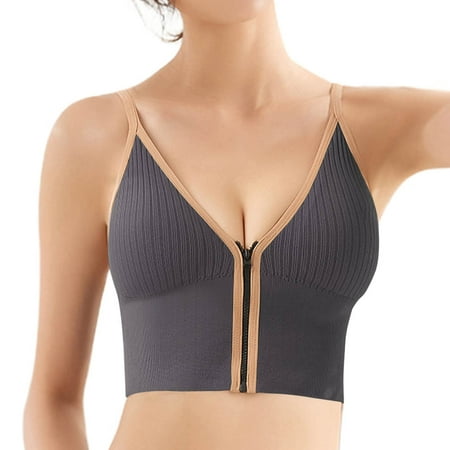 Goxfaca WoMen s Zip Front Bra Yoga Post Surgery Bra Activewear Brassiere