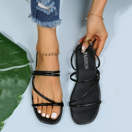 Cathalem Sandals for Women Dressy Summer Heel Ladies Summer Solid Color Square Toe Flip Flops Flat Work Sandals for Women Office Black 8
Cathalem Sandals for Women Dressy Summer Heel Ladies Summer Solid Color Square Toe Flip Flops Flat Work Sandals for Women Office Black 8