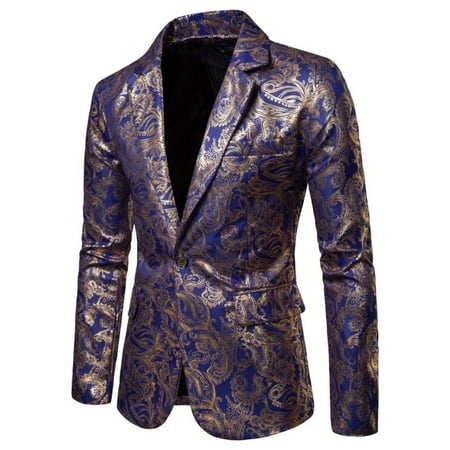 Men's Luxury Dress Suit Notched Lapel Slim Fit Blazer Casual Tuxedo Jacket