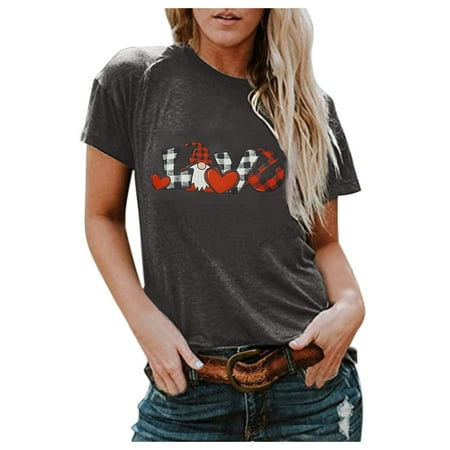 Clearance Corset Tops for Women Floral Women s Cute Dwarf Love Print Short Sleeve T-shirt Round-Neck Maternity Shirts Dark Gray M
Clearance Corset Tops for Women Floral Women s Cute Dwarf Love Print Short Sleeve T-shirt Round-Neck Maternity Shirts Dark Gray M