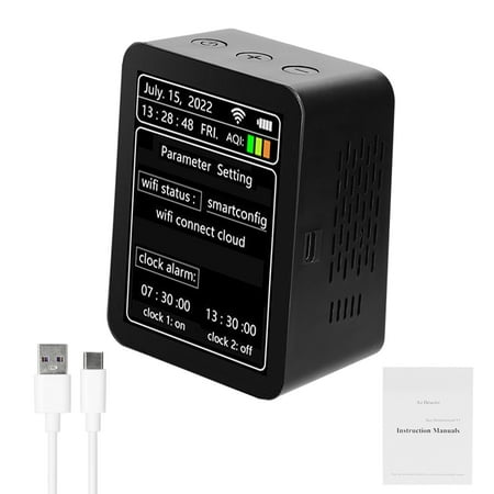 Tuya WiFi Intelligent Air Quality Detector PM2.5 CO2 TVOC HCHO Temperature Humidity AQI 7 In 1 Detector Time Date Week Display Mobilephone APP Remotes Viewing Home Indoor Desktop Air Quality
Tuya WiFi Intelligent Air Quality Detector PM2.5 CO2 TVOC HCHO Temperature Humidity AQI 7 In 1 Detector Time Date Week Display Mobilephone APP Remotes Viewing Home Indoor Desktop Air Quality