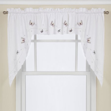 Sweet Home Collection Monarch Embroidered Erfly Kitchen 29 Swag Curtain Valance Set Of 2