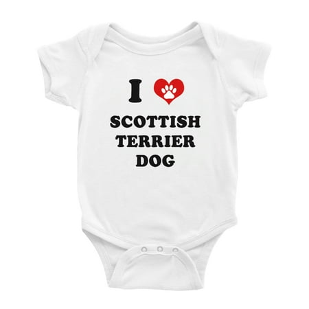 I Heart Scottish Terrier Dog Funny Cute Baby Romper (White 18-24 Months)