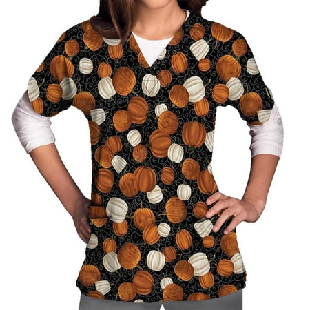 Dezsed 2022 New Halloween Shirt Women Scrubs Tops Casual Loose Fit Short Sleeve V-Neck Workwear Uniform Printed Blouse With Pockets On Clearance
Dezsed 2022 New Halloween Shirt Women Scrubs Tops Casual Loose Fit Short Sleeve V-Neck Workwear Uniform Printed Blouse With Pockets On Clearance
