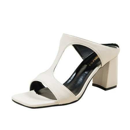 High Heels for Women Ladies Summer Solid Color Leather Open Toe Chunky High Heel Fashion Sandals High Heels Pu White 37
High Heels for Women Ladies Summer Solid Color Leather Open Toe Chunky High Heel Fashion Sandals High Heels Pu White 37
