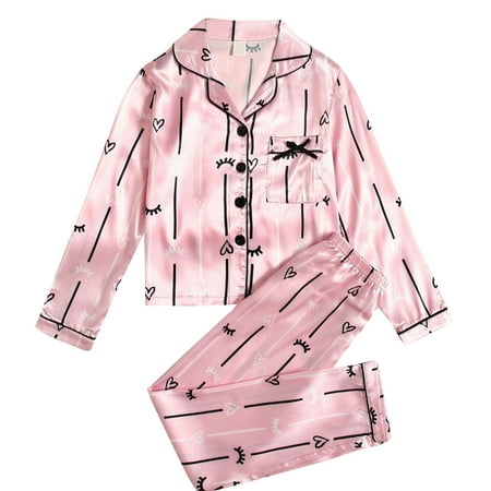 Godderr Toddler Pajamas Sleepwear Set for 2PCS Kids Girls Silk Pajamas Set for 8-12Y Autumn Winter Silk Satin Button Pajamas Suit Leisure Long-Sleeved Trousers Girls Pajamas
Godderr Toddler Pajamas Sleepwear Set for 2PCS Kids Girls Silk Pajamas Set for 8-12Y Autumn Winter Silk Satin Button Pajamas Suit Leisure Long-Sleeved Trousers Girls Pajamas