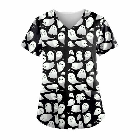 Cakiesky Womens Scrub Tops Quick Dry V-Neck Printed Valentines Day Shirt Dark Gray S