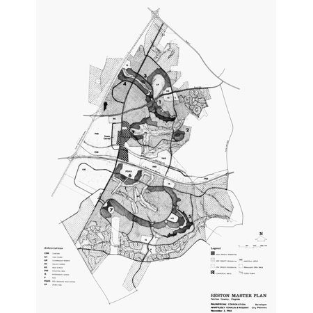 Virginia: Reston, 1966. /Nmap Of The Planned Community Of Reston, Virginia, 1966. Poster Print by Granger Collection